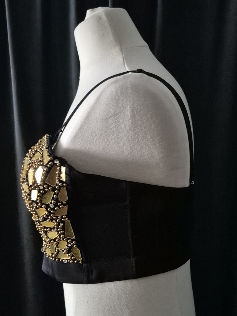 Black and Gold Embellished Bustier With Mirror - Picture 2 of 10